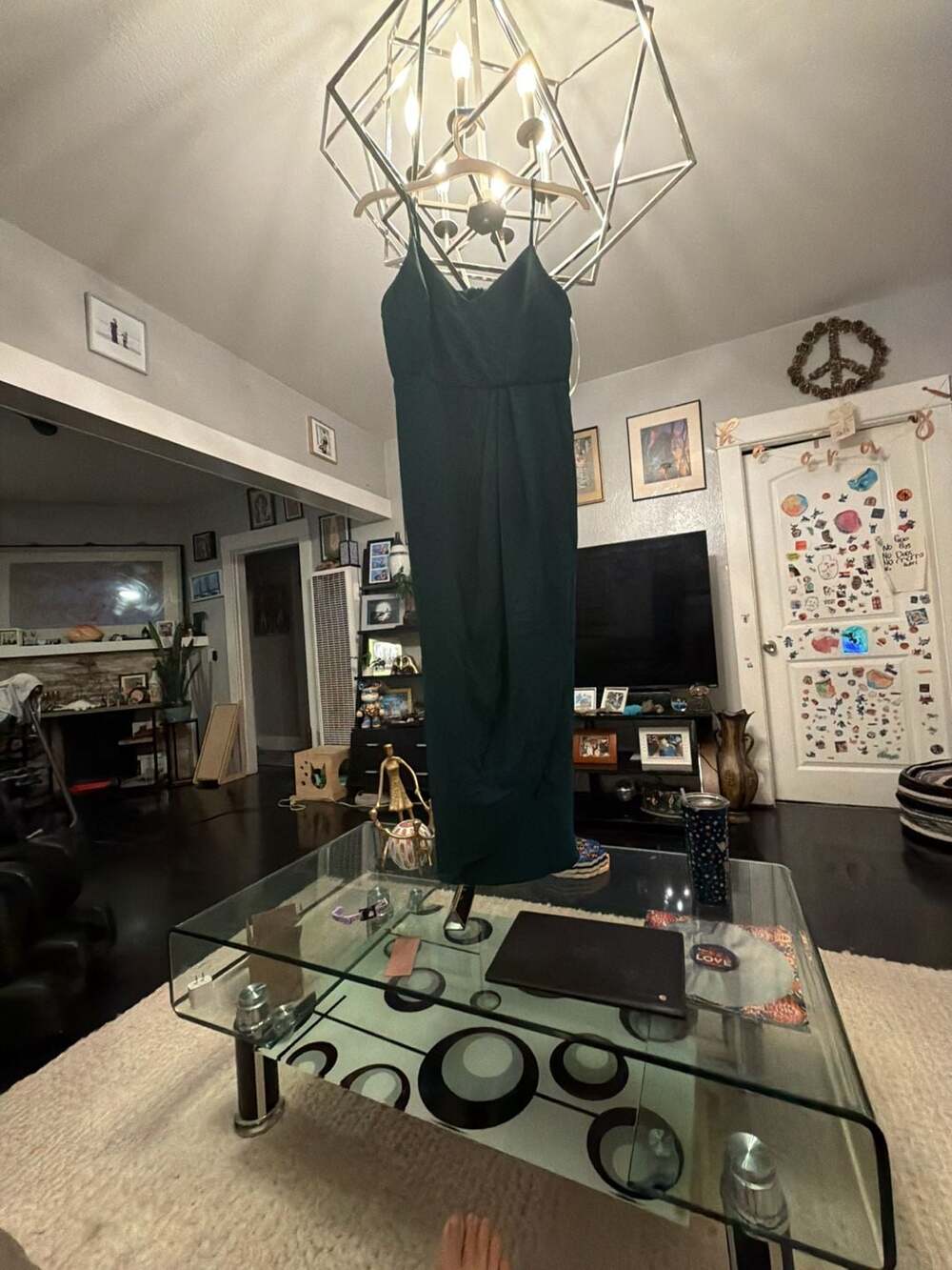 Lulus Midi Dress Size M Emerald Green V-Neck Spaghetti Strap